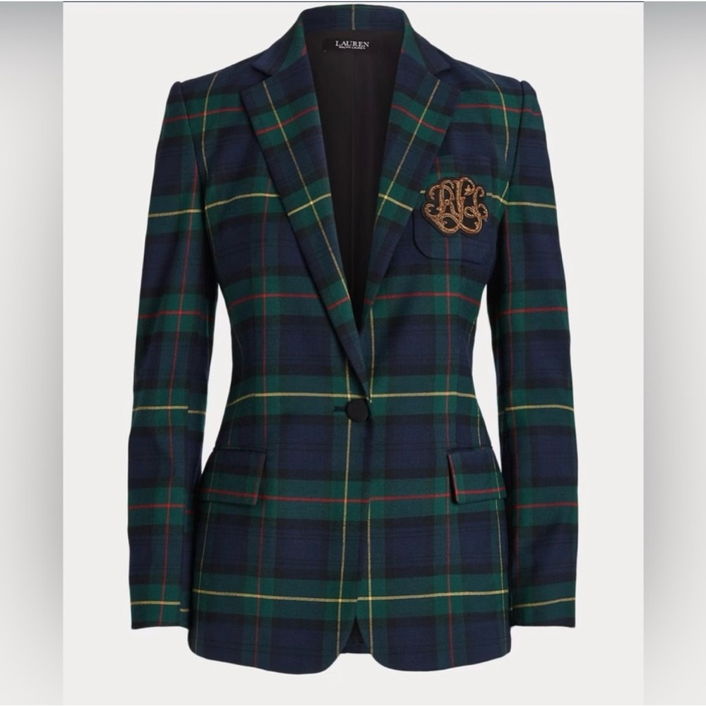 Lauren Ralph Lauren Women's Plaid Blazer - Green and Blue